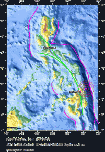 Карта землетрясения на Филиппинах